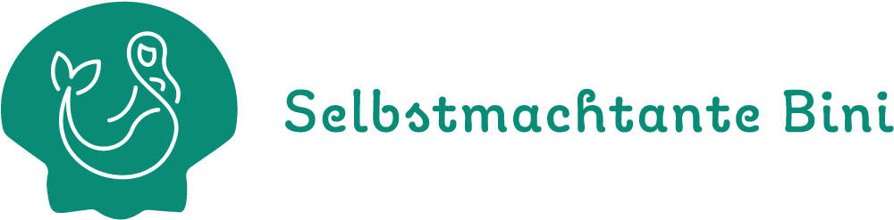 Logo Website Meerjungfrau mit Schriftzug Selbstmachtante Bini Seegrün